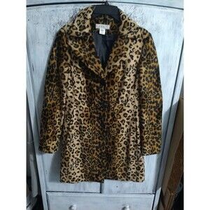 Nine West Leopard Coat Small Boho Classic City Y2k